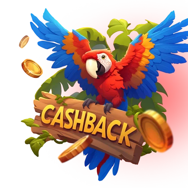 Nine Casino Weekly Cashback art with a parrot and gold coins
