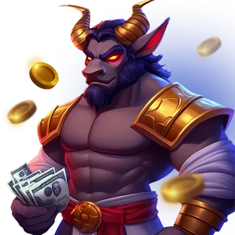 Nine Casino Second Deposit Bonus art: armoured minotaur with banknotes